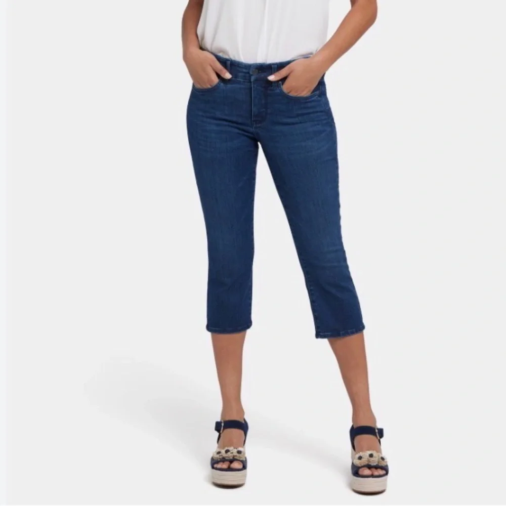 NYDJ Straight Crop Dark Blue Denim Jeans size 6P - Picture 1 of 14
